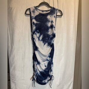 Blue and White Tie-Dye Sleeveless Dress